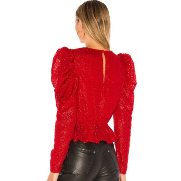 House of Harlow x REVOLVE Darya Blouse in Red NWT Size Small - Picture 2 of 4